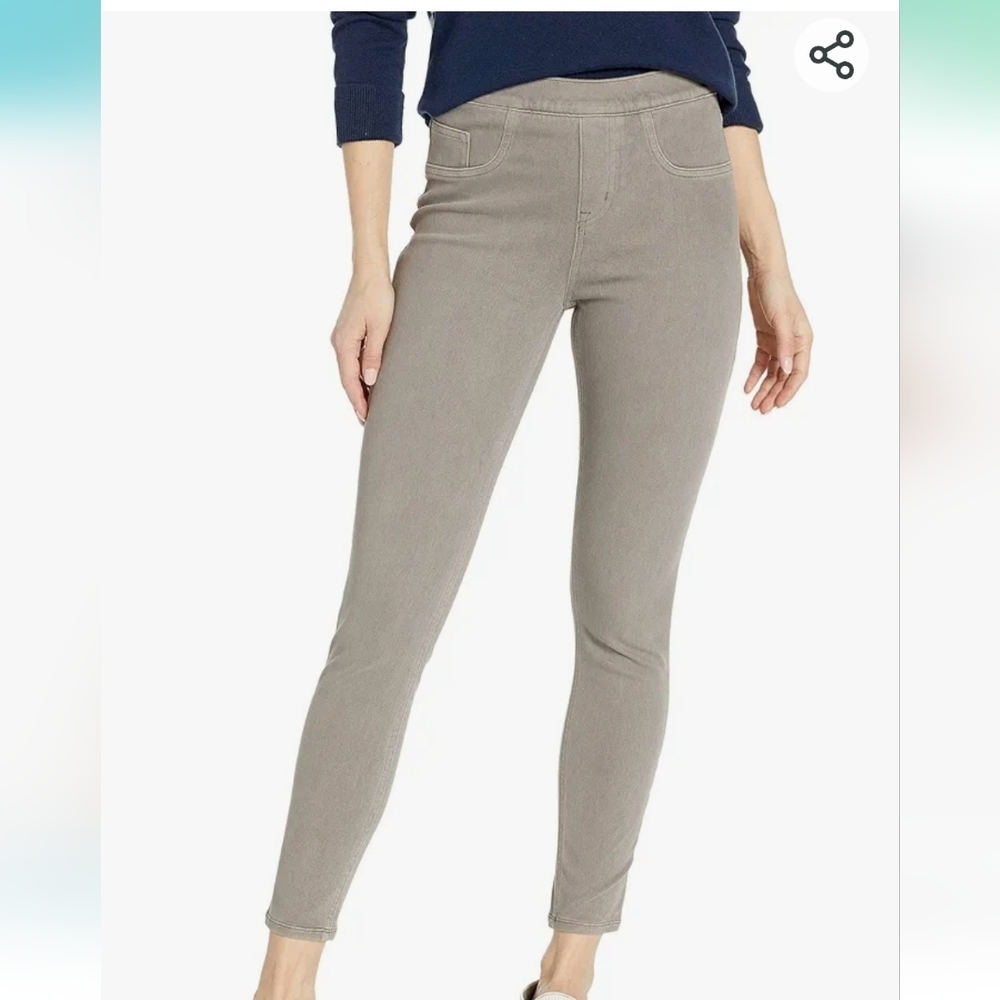 SPANX JEAN-ISH ANKLE Gray Pull On Shaping Stretch Denim Leggings  Size M - Picture 10 of 11